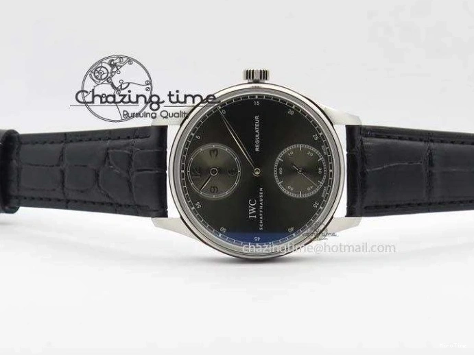 MIROTIME 0407 Portuguese IW544404 SS Gray Dial On Black Leather Strap A Practical 7259